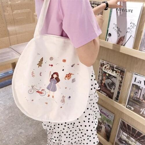 Girls Canvas Tote Bag 2021 Canvas Strap Female Crossbody Bag Fashion Simple Shopping Girls Handbag Women Handbags