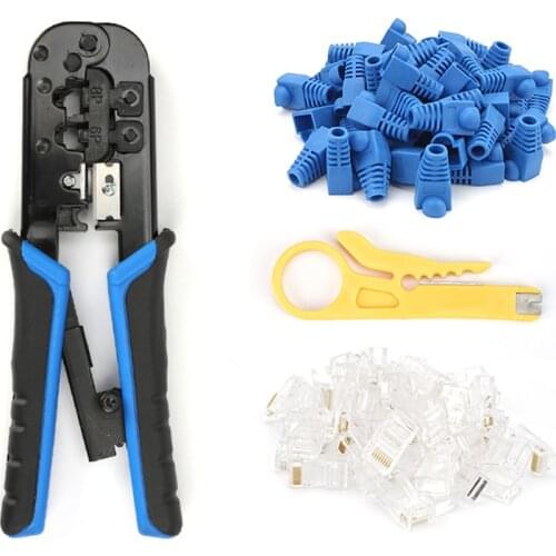 RJ45 Crimper Tool Ethernet Network Tools Pliers for 6P/RJ11/RJ-12 and 8P/RJ45 Crimp Cable Stripper Multi Function Pressing Clip