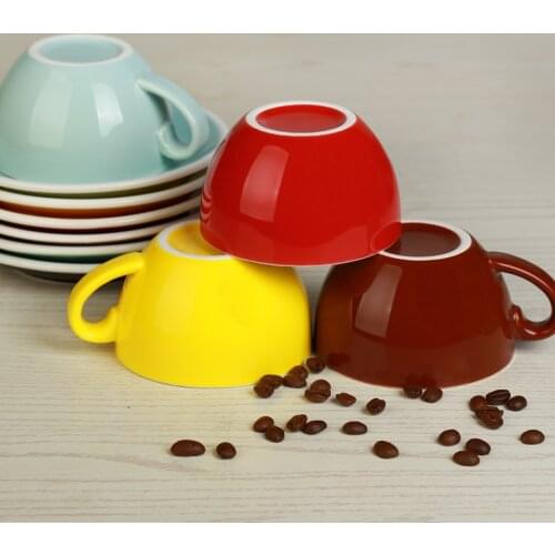 MHV 300 ml colorful thick body new bone china cappuccino cups and saucers ,ceramic coffee cup saucer