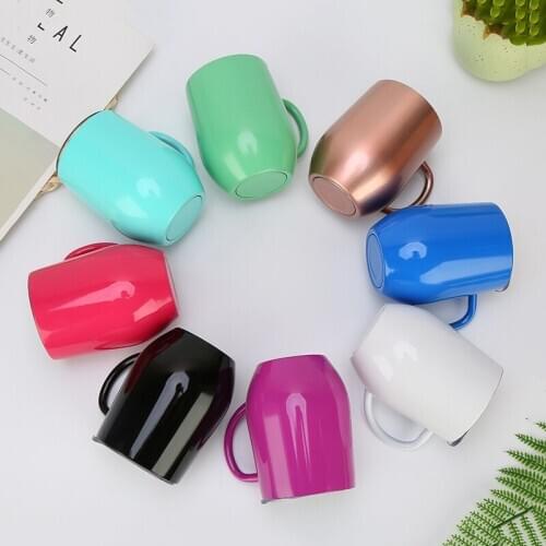 2019 New 12oz Stainless Steel Coffee Mug Creative Egg Shaped Milk Beer Wine Coffee Cup With Handle Party Valentines Day Gifts