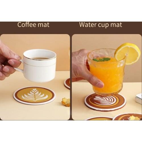 Creative Cup Mats Jacquard Coffee Pad Eco-friendly PVC Soft Rubber Anti Scalding Heat Insulation Pad Tableware Pad Table Decor