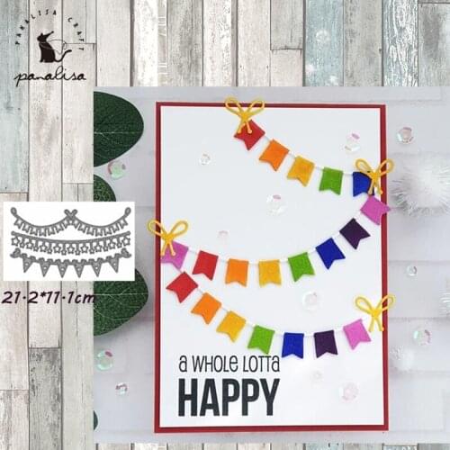 Panalisacraft Flag Border Metal Cutting Dies Craft Dies Scrapbooking Card Making Album Embossing Stencil DieCut Decoration