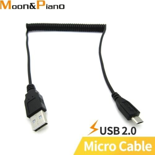 Micro USB Cable Spring Coiled USB Data Cables Mobile Phone Charging Tablet usb Cord 1.5m Flexible Wire Charger for Smartphone