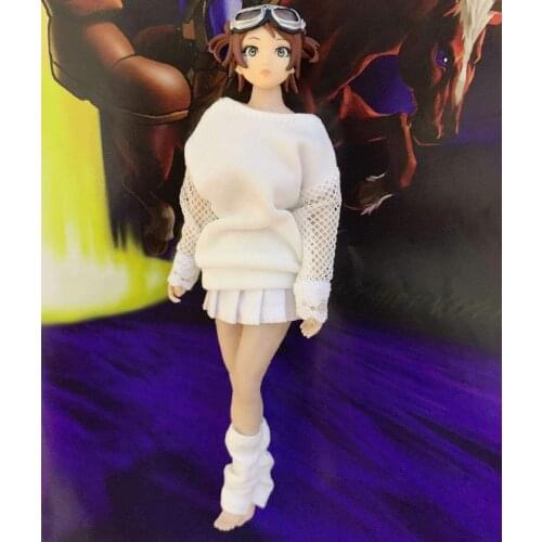 1/12 Scale White Shirt+Skirt Model for 6" TBLeagure Female Body Doll