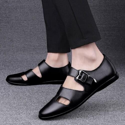 Men Leather Formal Shoes Dress Sandals Oxfords Fashion Shoes Elegant work Footwear Business Breathable Shoes