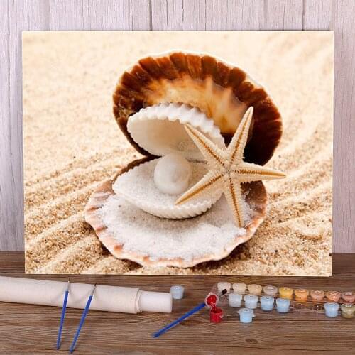 Landscape Seaside Beach Paint By Numbers Package Acrylic Paints 50*70 Picture By Numbers Photo New Design For Wholesale