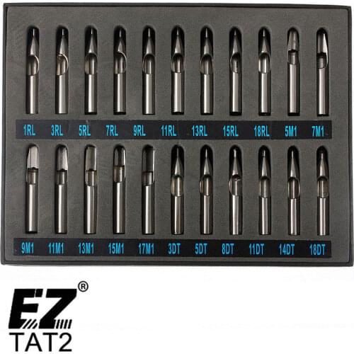 Pro 22 Pcs Sizes Lot 304 Stainless Steel Tattoo Neddle Tips tattoo Nozzle for tattoo grip free shipping supply
