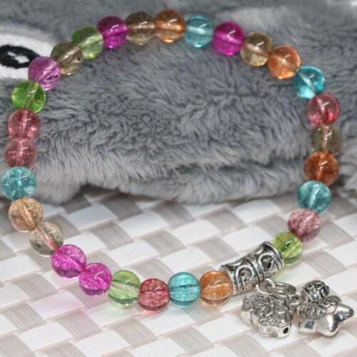 New arrival special top quality 6mm multicolor simulated tourmaline bracelet weddings party bride pretty jewelry 7.5inch B2127