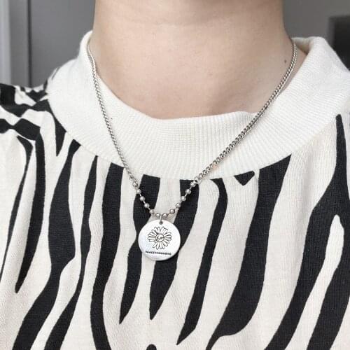 925 Sterling Silver Necklace Simple Small Daisy Pendant Clavicle Chain Fashion Punk Style Round Brand Sunflower Sweater Chain