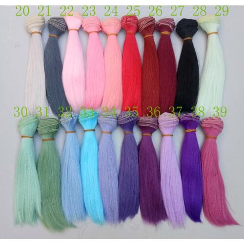 15 cm 25 cm straight hair red green blue color doll wigs diy handmade doll hair
