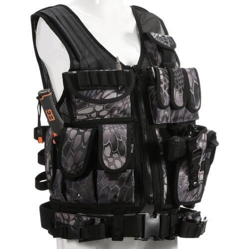 Police Military Tactical Vest Body Armor Sports Wear Kryptek Black Molle Assault Airsoft Paintball Carrier Strike Vest Holster