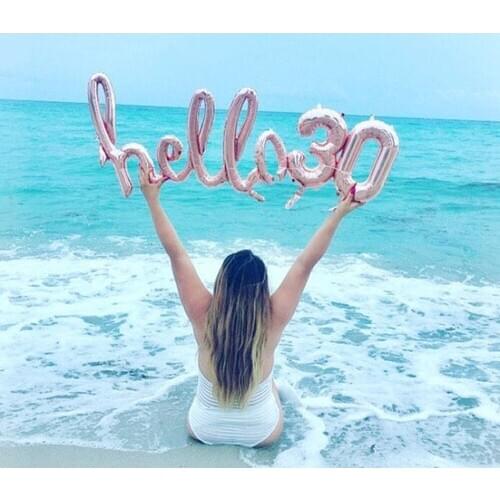 Rose Gold Hello 30 Baby Balloons 1st Baby Shower Adults 21th 30th Birthday Party Decoration Link Balls Inflatable Air Globos