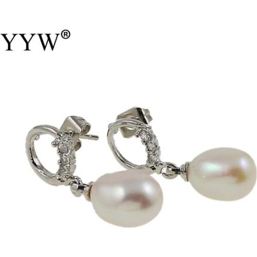 1 pair earrings freshwater pearl earrings teardrop natural white for girls woman anniversary party gift fine jewelry