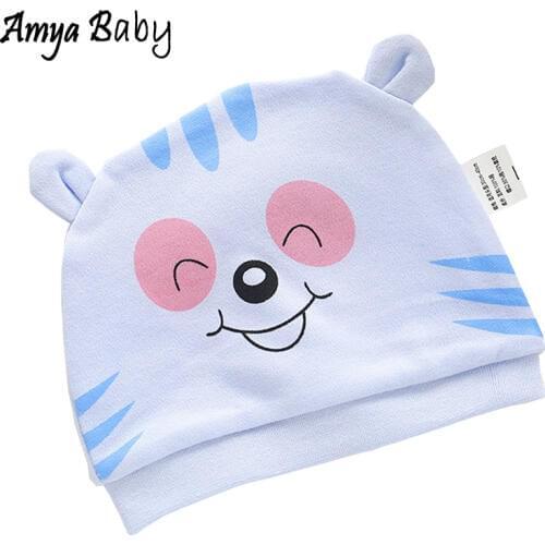 100% Cotton Cartoon Newborn Baby Hat Soft Hospital Baby Girl Boy Cap Cute Infant Boys Girls Hats