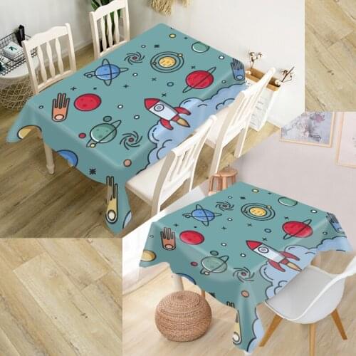 New Arrival Rocket Cartoon Tablecloth Waterproof Oxford Fabric Square/Rectangular Tablecloth For Wedding Table Cloth TV Covers