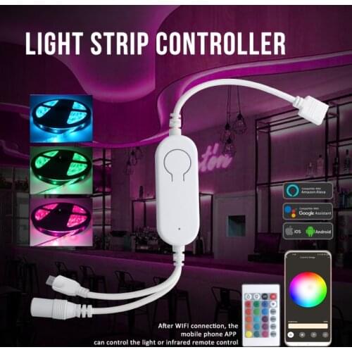 LED Strip Light Mini Remote Wireless Controller Wifi LED RGB Controler DC12V MIni Wifi Music Voice Control For RGB LED Strip