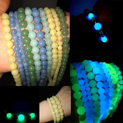 Natural Stone Luminous Beads 6 8 10 12mm Light Glowing In the Dark Round Beads For Jewelry Making Diy Bracelets Necklace 15 Inch
