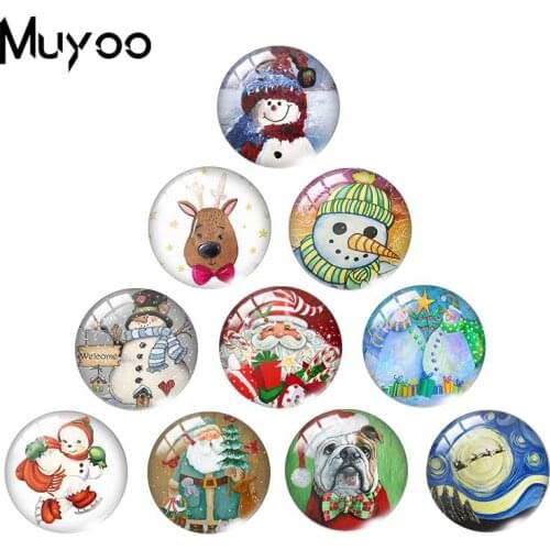 2019 New Snowman Glass Dome Cabochon Santa Cabochons Merry Christmas Hand Craft Photo Jewelry