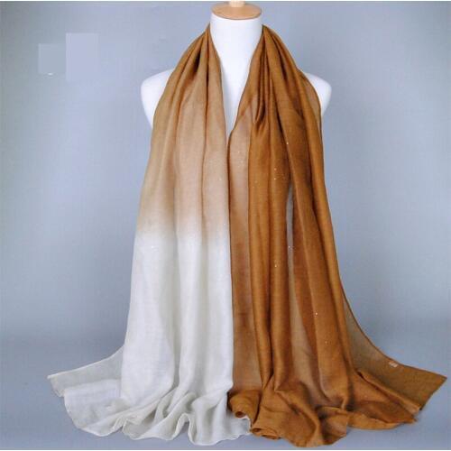 Women Shimmer Gradient Color Hijab Scarf Cotton Viscose Muslim Headscarf Shawls Scarves Ladies