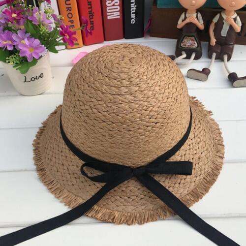 1 Pcs 2017 New Lafite Grass Ribbon Parent-child Sun Hat Spring Autumn Sunshade Straw Hats For Children And Adult 8548