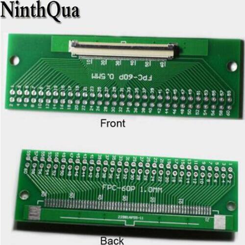 1pcs 60P FFC FPC Adapter PBC Plated 0.5MM / 1.0MM Pitch Flip cover to 2.54mm 60Pin Flat Cable Socket Connector for TFT LCD