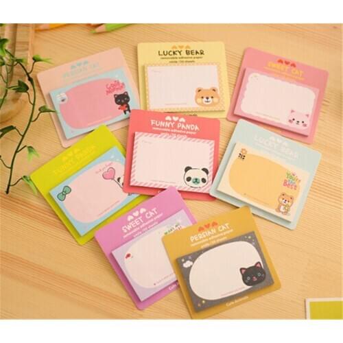 2 Pcs Cute And Convenient Cartoon Animal Sticky Note Memo Pad Notebook Stickers Label Stationery Gift Sells Random