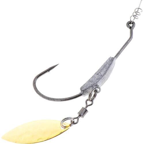 3pcs/lot 4# 7.2g Lead Head Crank Hook with Metal Spoon Sequins Soft Bait Hooks 2 Colors Optional