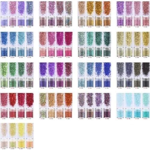 4 Bottles Nail Art Sequins Filling Flash Glitter Powder UV Epoxy Resin Pigment 1XCA