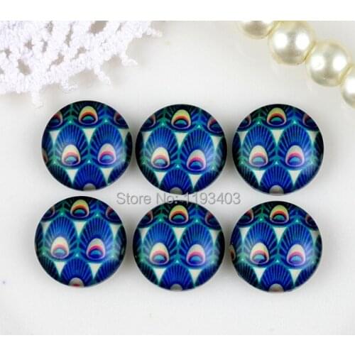 40PCS 12mm)/Round12mm 20mm 25mm 30mm Glass Cabochon DIY For jewelry finding Cameo Setting ,Dome Flat Back Beads-Feather-158-1