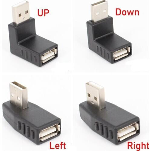50PCS Left/right/up/down angle 90 degree USB 2.0 A Male Female Adapter Connecter for Laptop PC Durability and Stable Performance