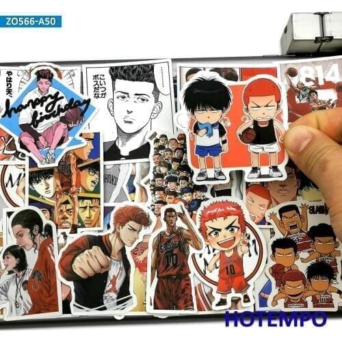 50pcs Anime Slam Dunk Comic Style Stickers Toys for Kids Mobile Phone Laptop Luggage Case Skateboard Basketball Cartoon Stickers
