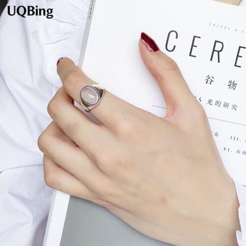 925 Sterling Silver White Opal Big Finger Rings For Women Fashion Party Wedding Jewelry Gift