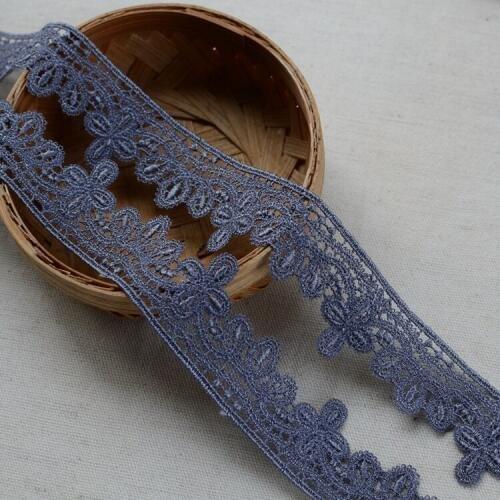 #944 Dark Gray Color Lace Ribbon Handmade Embroidered Water Soluble Lace Trim Material Ribbon Trimmings DIY Baby Cloth Materials