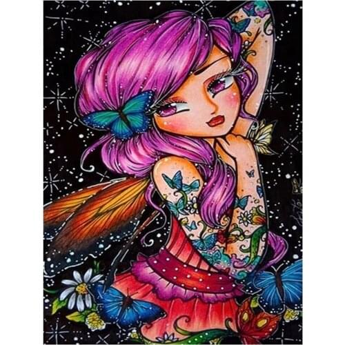 ARMYQZ diamond painting butterfly elf girl 5d art diy cross stitch cartoon modern decorative full square round diamond mosaic