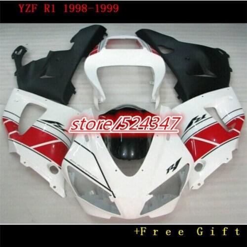 B Cheap price motorcycle fairings kit for 1998 1999 YZFR1 98 99 YZF R1 white red body repair fairing set