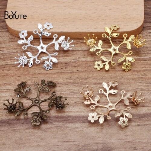BoYuTe 10Pcs Metal Charms 36MM Filigree Floating Flower Charms for Jewelry Making