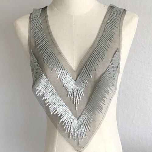 Black Silver Applique Embroidered Patches for Clothes Badges Craft Custom Decorative Lace Dress T Shirt Bag Accessories