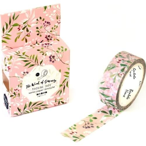 Fresh Green Leaves & Flowers Decorative Washi Tape DIY Scrapbooking Masking Tape School Office Supply Escolar Papelaria
