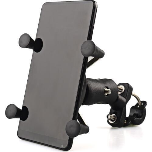 360 Rotating Motorcycle Phone Holder Bicycle Phone Holder Adjustable Handlebar Support Moto Mount Card slots For 3.5-6.3 inch