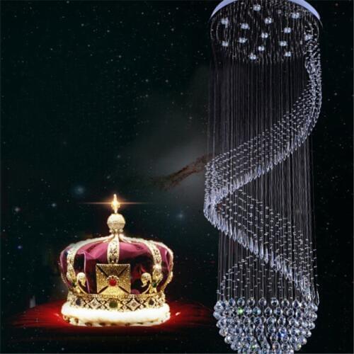 K9 Crystal Stair LED Chandeliers Modern Creative Spiral Suspension Lightings Hotel Villa Lobby Large Hanging Lamp