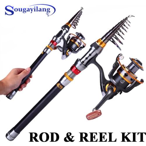 Sougayilang 1.8-3.6m Telescopic Fishing Rod and 11BB Fishing Reel Set Portable Travel Rod Spinning Fishing Rod Combo Pesca