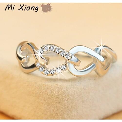 Mi Xiong s925 sterling silver chain-style micro-inlaid irregular-shaped ring charm designer craftswoman brand jewelry
