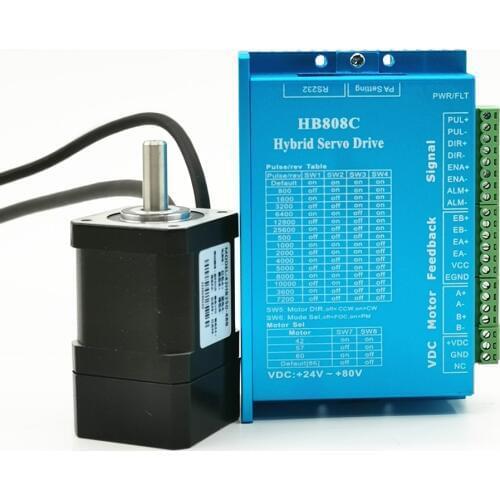 Nema17 Closed Loop 0.5N.m 42 Servo motor Stepper Motor 1.5A 68mm & HB808C Hybrid Step-servo Driver 8A CNC Controller Kit
