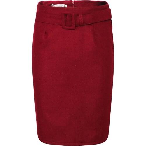 New female OL commuter slim sexy high waist bag hip half solid color back pocket professional skirt