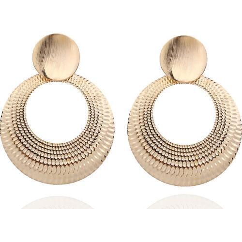 Simple Retro Ethnic Style Wild Geometric Round Hollow Metal Personality Pattern Earrings Fashion Jewelry Womens Accessories