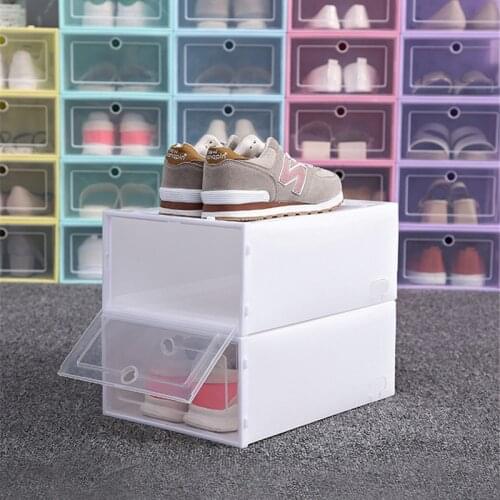 Hot 6 PCS Transparent Plastic Clamshell Shoe Box Thickened Dustproof and Waterproof Foldable Household Combination Shoe Cabinet