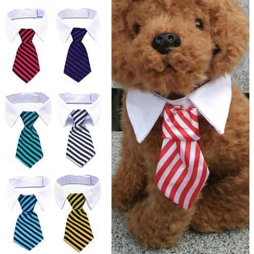 Dog Grooming Cat Adjustable Striped Bow Tie Animal Striped Bowtie Collar Pet Colorful Neck Tie White Dog Necktie Party Wedding