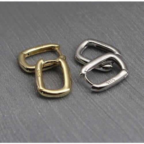 Real 925 Sterling Silver Hoop Earrings Classic Fashion Stud Earrings Clasp for Women Party Wedding Jewelry Girls Gift 10.6x14mm