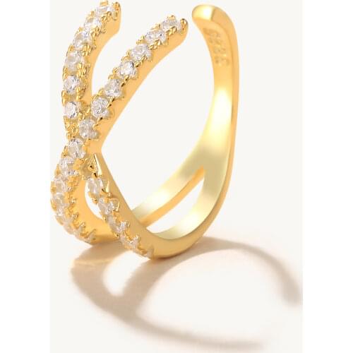 AIDE 1PCS Cross Ear Cuff Non Pierced Earrings for Women 925 Sterling Silver Micro Pave CZ Small Clip on Earrings Cartilage Jewel