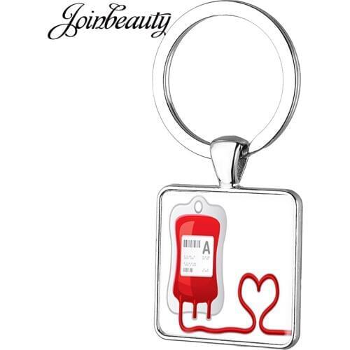 JOINBEAUTY JW.Org Charm Square Keychain "No BLOOD" Keychain Jehovahs Witnesses Pendant Glass Photo Cabochon Keyring QF94